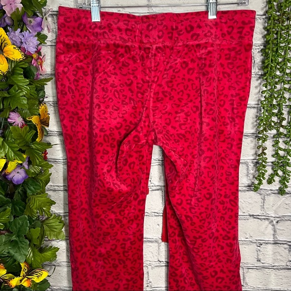 .,🌼3/$30🌼Red Leopard Printed Boot cut Velour Trackpants Size Large - Picture 9 of 16
